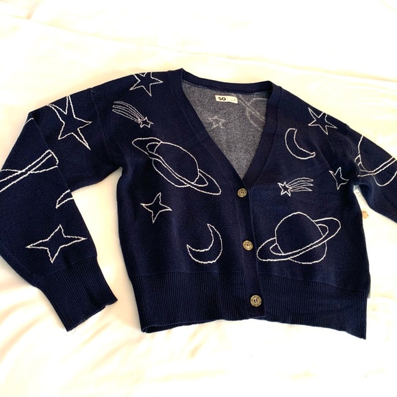 Button-Front Cardigan, Universe, Blue/White, Sz M by SO®, NEW, Astrology - Picture 4 of 13